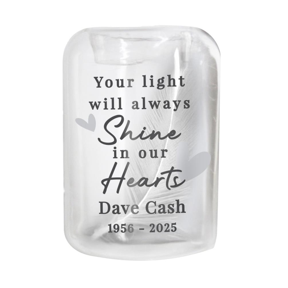 Personalised In Our Hearts Memorial Feather Tealight Holder £11.69